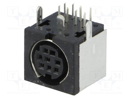 Socket; DIN mini; female; PIN: 8; shielded; THT; on PCBs; angled 90°