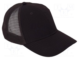Baseball cap; adjustable,with net; black; cotton,polyester
