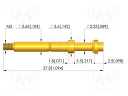Test needle; Spring compression: 4mm; 5mm; 8A; CuBe; gold-plated