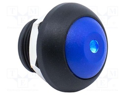 Switch: push-button; Pos: 2; SPST; 0.1A/50VDC; 0.125A/125VAC; blue