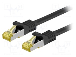 Patch cord; S/FTP; 6a; stranded; Cu; LSZH; black; 1m; 26AWG