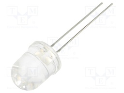 LED; 10mm; red; 500÷1000mcd; 40°; Front: convex