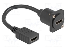 Cable; HDMI socket,both sides; HDCP,HDR; Len: 0.2m; black; 30AWG