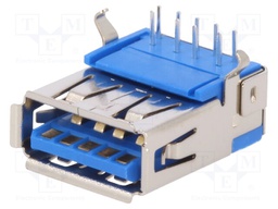 Socket; USB A; on PCBs; THT; angled 90°; USB 3.0