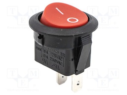 ROCKER; SPST-NO; Pos: 2; OFF-ON; 16A/125VAC; red; none; Body: black