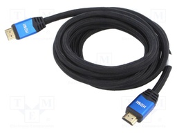 Cable; HDMI 2.0; HDMI plug,both sides; textile; 3m; black; 28AWG