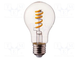 LED lamp; white warm; E27; 200÷240VAC; 300lm; P: 4W; 300°; 3000K