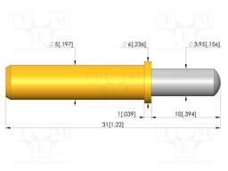 Test needle; Spring compression: 8mm; 10mm; 8A; brass; Ø: 4mm; 3N