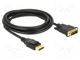 Cable; DisplayPort plug,DVI-D (24+1) plug; 4K,UHD 2160p; 3m