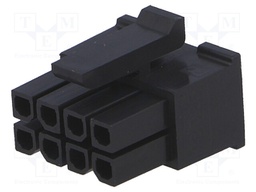 Plug; wire-board; female; Micro-Fit 3.0; 3mm; PIN: 8; w/o contacts