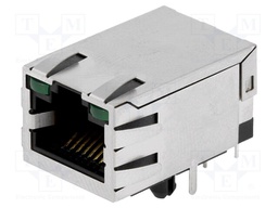 Socket; RJ45; PIN: 8; shielded,with LED; Layout: 8p8c; THT
