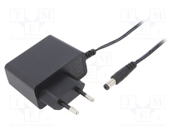 Power supply: switched-mode; 12VDC; 0.5A; Out: 5,5/2,1; 6W; Plug: EU