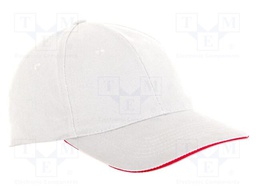 Baseball cap; white; cotton; Size: 57-61; 290g/m2; 12pcs.