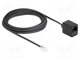 Cable: telephone; RJ11 plug,RJ45 socket; 5m; black; 28AWG