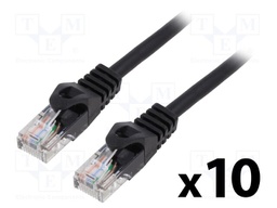 Patch cord; U/UTP; 5e; stranded; CCA; PVC; black; 0.5m; 26AWG