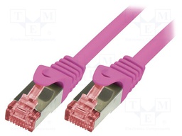 Patch cord; S/FTP; 6; stranded; Cu; LSZH; pink; 2m; 27AWG