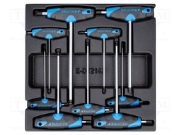 Kit: screwdrivers; in a foam tray; hex key,spherical; 9pcs.
