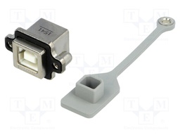 Socket; USB B; MUSB; for panel mounting,screw; THT; angled 90°