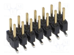 Connector: pin strips; male; PIN: 14; 2.54mm; gold-plated; SMT