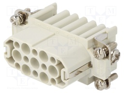 Connector: HDC; contact insert; female; S-D; PIN: 15; size 10A; 10A