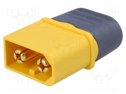 Plug; DC supply; XT60; male; PIN: 2; for cable; soldered; 30A; 500V