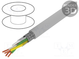 Wire; Li2YCY-TP; 2x2x0,5mm2; tinned copper braid; PVC; grey; 50V
