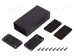 Enclosure: with panel; X: 43mm; Y: 83mm; Z: 23mm; aluminium; black