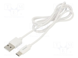 Cable; USB 2.0; USB A plug,USB C plug; 1m; white; 480Mbps; 2.1A