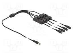 Cable; DC 5,5/2,1 plug,DC 5,5/2,1 socket x4; straight; black; 1m
