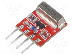 Module: RF; AM transmitter; 433Hz; 3÷12VDC; 10dBm; 0.05km