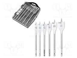 Drill set; for wood; Holder: cylindrical; 6pcs.
