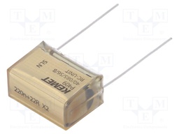 Capacitor: paper; X2; 220nF; 275VAC; 20.3mm; ±20%; THT; Series: P409