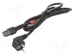Cable; CEE 7/7 (E/F) plug angled,IEC C19 female; 2m; black; 16A