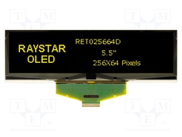 Display: OLED; graphical; 5.5"; 256x64; Dim: 146x45x2.05mm; yellow