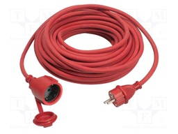 Extension lead; 3G1.5mm2; with flap; Sockets: 1; rubber; red; 5m