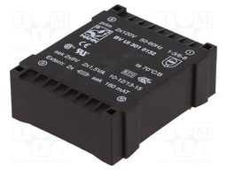 Transformer: encapsulated; 3VA; 120/120VAC; 9V; 9V; 167mA; 167mA