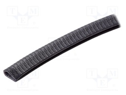Hole and edge shield; PVC; L: 10m; black; H: 16.5mm; W: 9.5mm