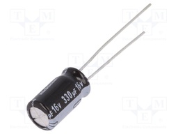Capacitor: electrolytic; THT; 330uF; 16VDC; Ø12.5x25mm; Pitch: 5mm
