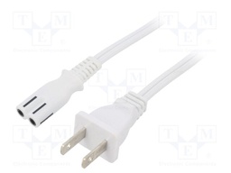 Cable; 2x18AWG; IEC C7 female,NEMA 1-15 (A) plug; PVC; 3m; white