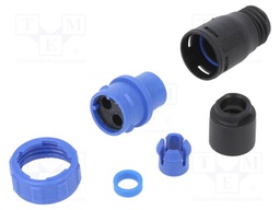 Connector: circular; plug; female; PIN: 2; w/o contacts; for cable