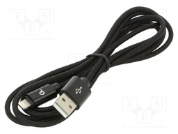 Cable; USB 2.0; Apple Lightning plug,USB A plug; 1.8m; black