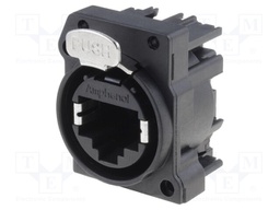 Socket; RJ45; XLRnet; Cat: Class D; with push button; THT