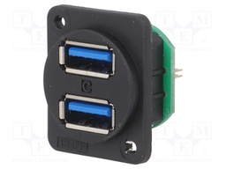 Socket; USB A; for panel mounting,plain screw hole,screw