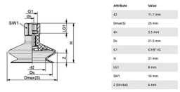 Component: suction cup; Man.series: FSGA; Mounting: G1/8-IG; 6.2g