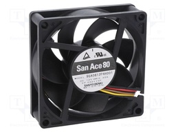 Axial Fan, San Ace 80 Series, 12 V, DC, 80 mm, 25 mm, 51.5 cu.ft/min, 1.46 m³/min