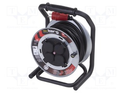 Extension lead; reel; Sockets: 4; rubber; black; 3x2,5mm2; 20m; 16A