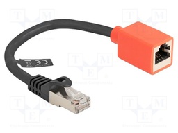 Patch cord; S/FTP; Cat: 6a; RJ45 socket,RJ45 plug; 0.2m; PVC; black