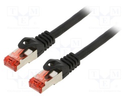 Patch cord; S/FTP; 6; stranded; Cu; LSZH; black; 1m; 26AWG; Cores: 8