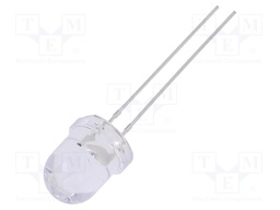 LED; 8mm; red; 2180÷3000mcd; 30°; Front: convex; Pitch: 2.54mm