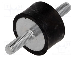 Vibration damper; M6; Ø: 25mm; rubber; L: 15mm; Thread len: 18mm